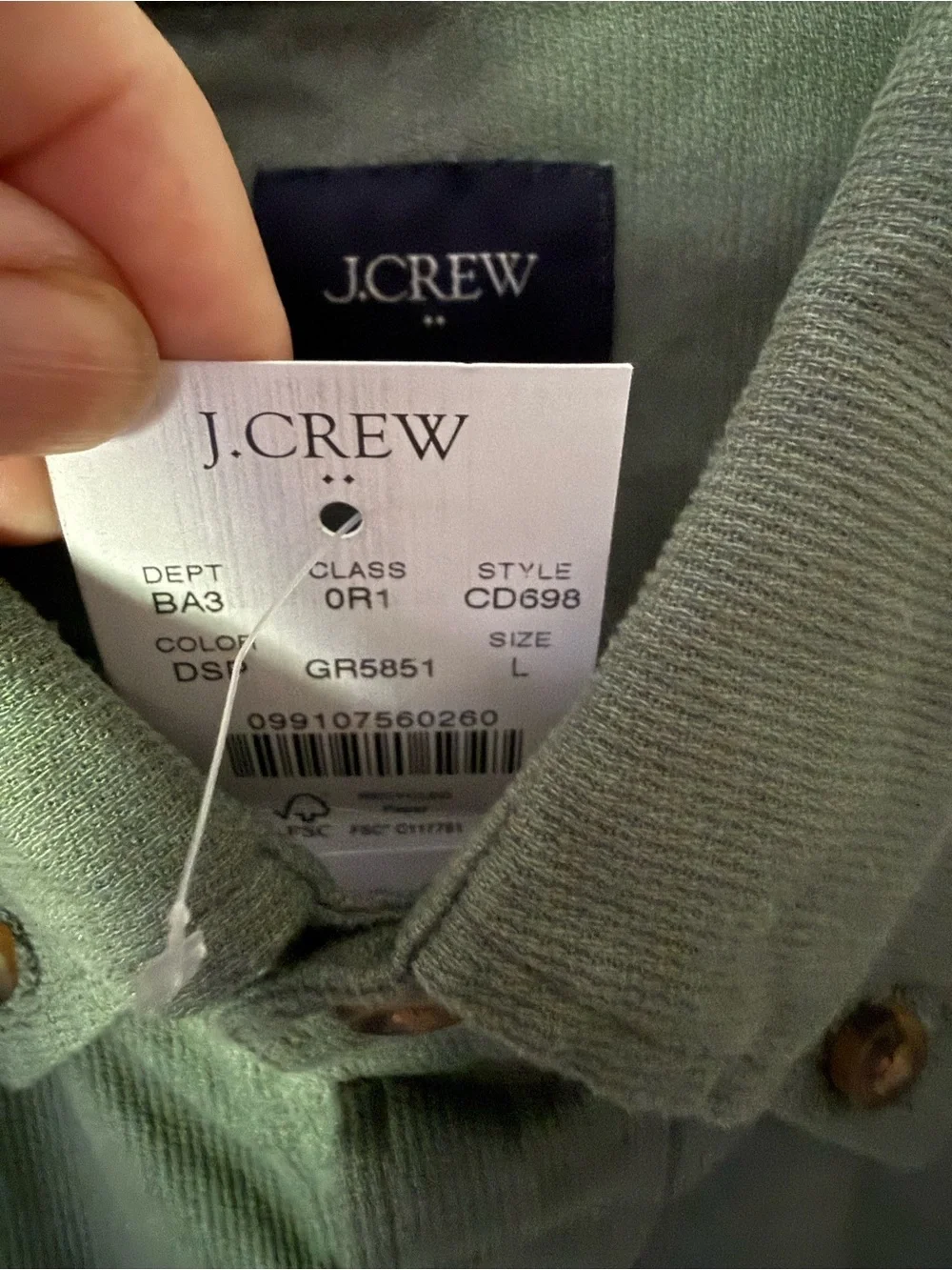 NEW LOT OF 2 J. Crew Men's Button-Down Shirts in Tan and Green Large